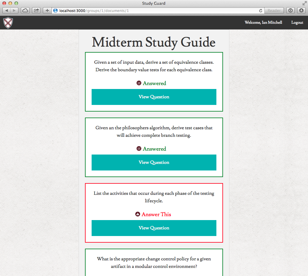 Study Guard Document Screenshot